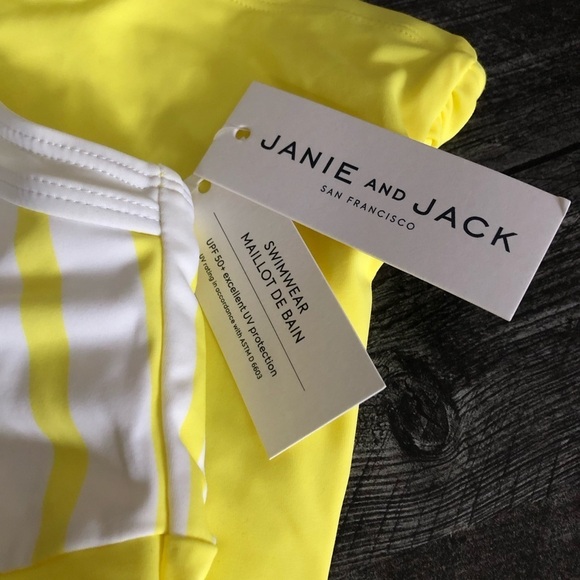 Janie & Jack Yellow and White Striped Halterneck Swimsuit Sailor Retro Size 12 - Picture 8 of 10